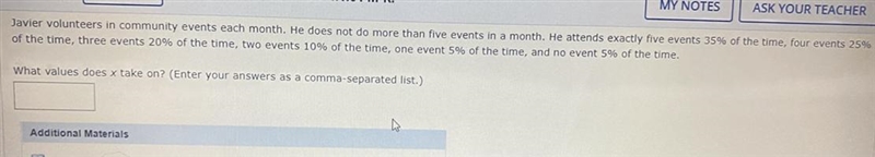 Please help me solve this problem For which values of x is there a corresponding probability-example-1