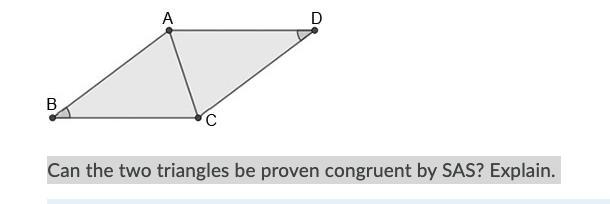 Can the two triangles be proven congruent by SAS? Explain.Question 9 options:A) No-example-1