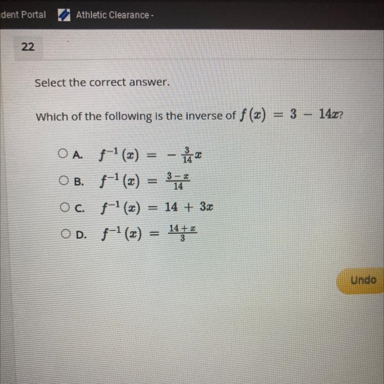 Which of the following is the inverse of the equation?-example-1