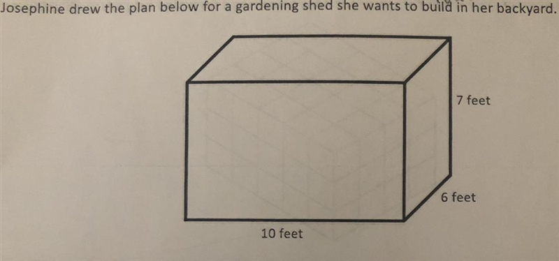 What is the volume of Josephine's gardening shed, in cubic feet?-example-1