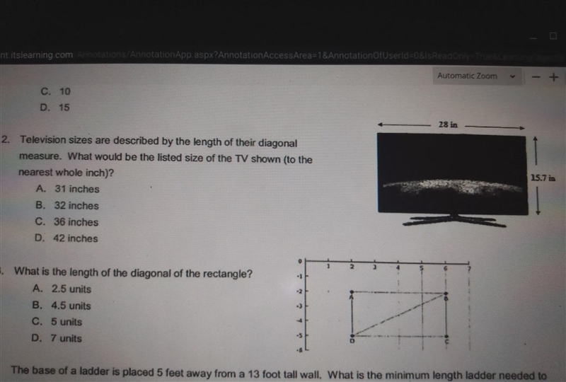 Television sizes are described by the length of their measure. What would be the list-example-1