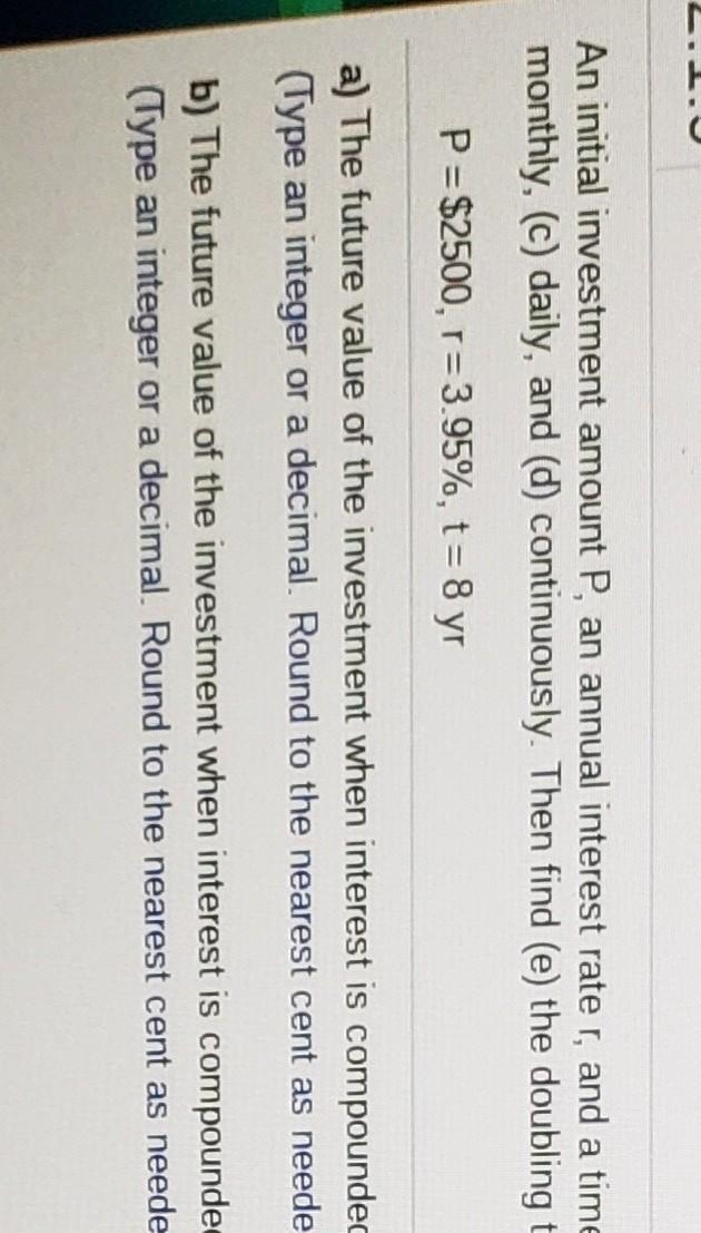 2.1.9 An initial investment amount P, an annual interest rate r, and a time t are-example-1