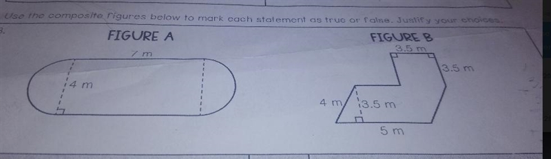 Use the composite figures below to mark each statement as true or false. Justify your-example-1