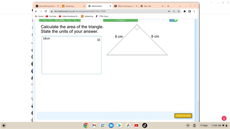 I've managed to find the area of the shape I just need help stating the units of my-example-1