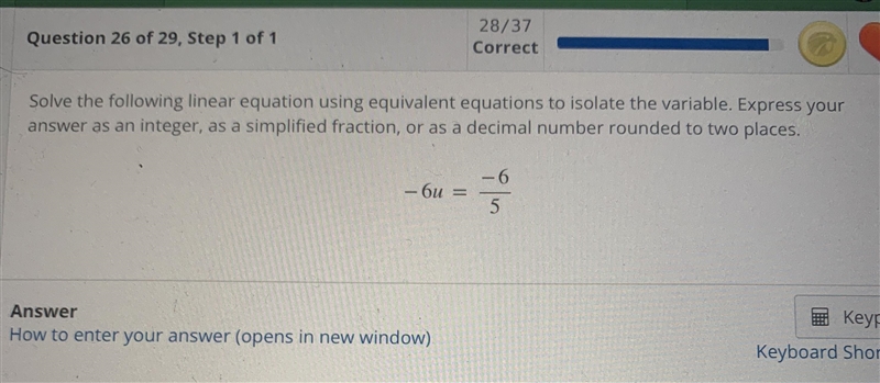 Solve the following linear equation using equivalent equations to isolate the variable-example-1