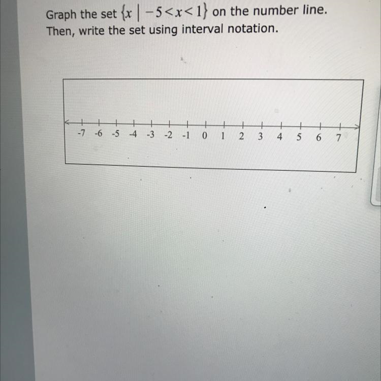 Graph the set on the number line. Then, write the set using interval notation.-example-1