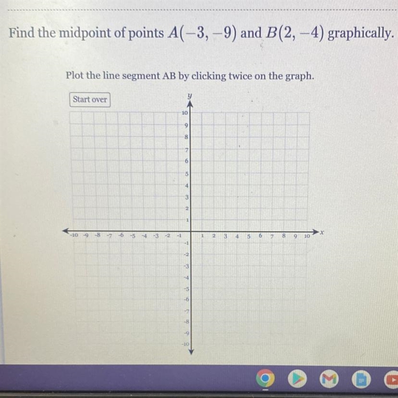 Find the midpoint of points (-3,-9) and B (2,-4) graphically .-example-1