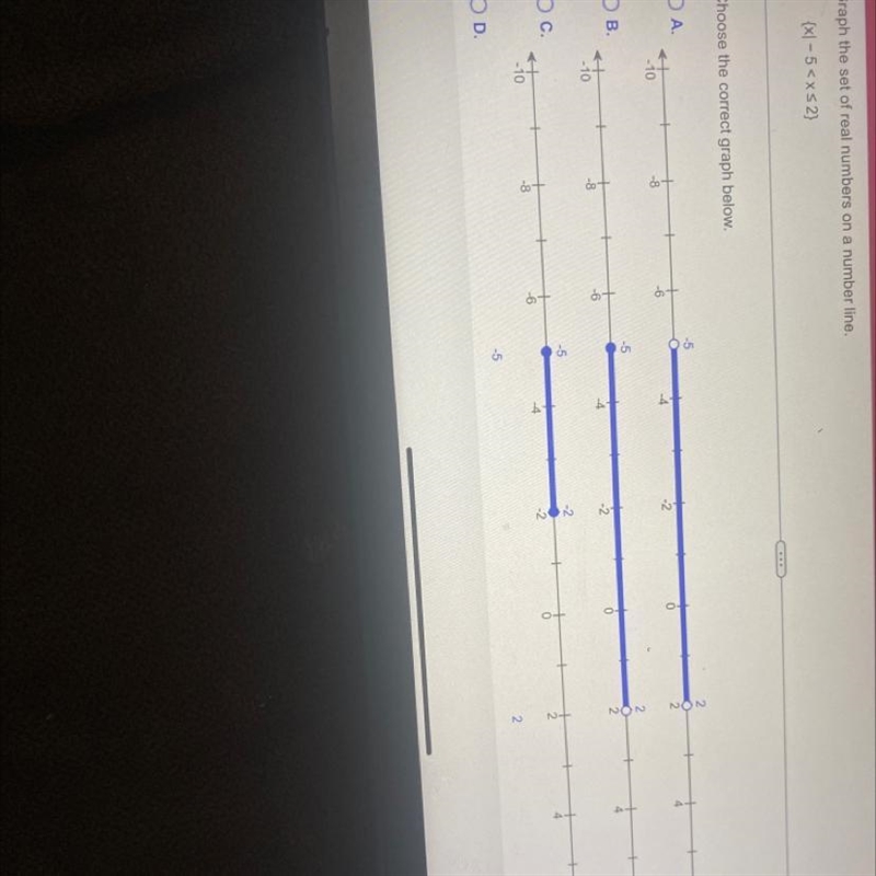 Raph the set of real numbers on a number line.x-5-example-1