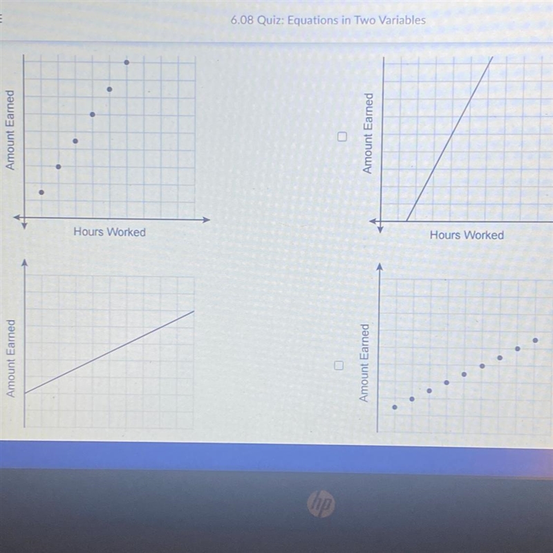 Which graphs show continuous data? Select each correct answer.-example-1