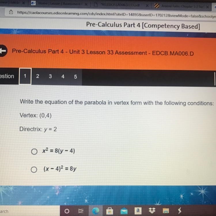 Write the equation of the parabola in vertex form with the following conditions:Vertex-example-1