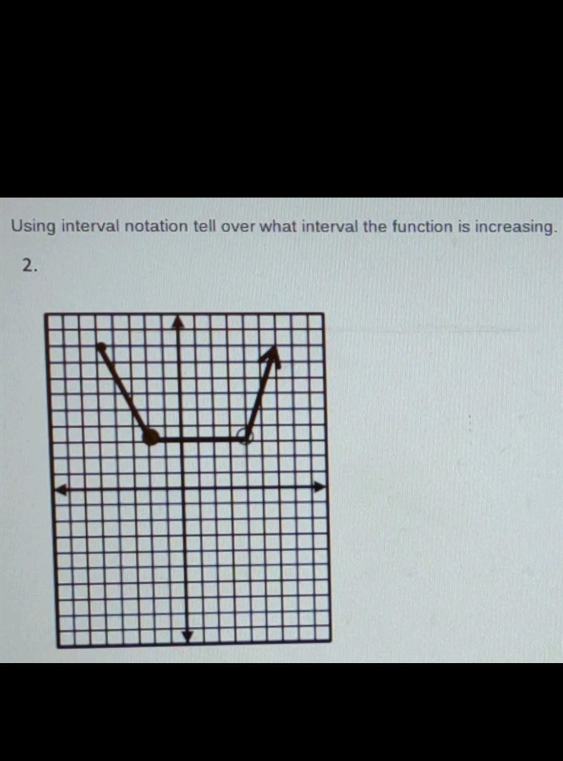 Using interval notation tell over what interval the function is increasing. ​-example-1