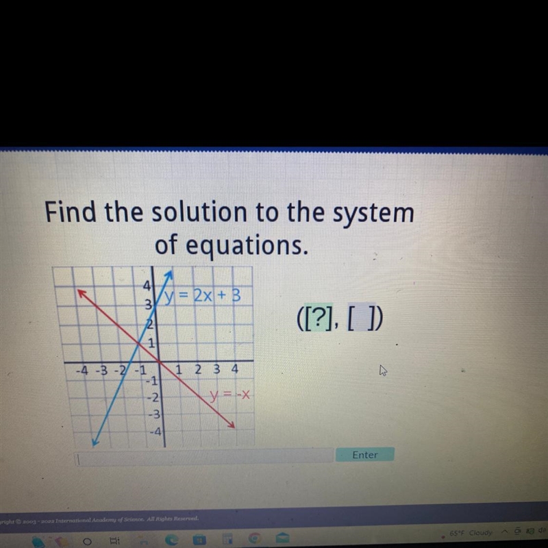 Find the solution to the system of equations. Y=2x+3-example-1