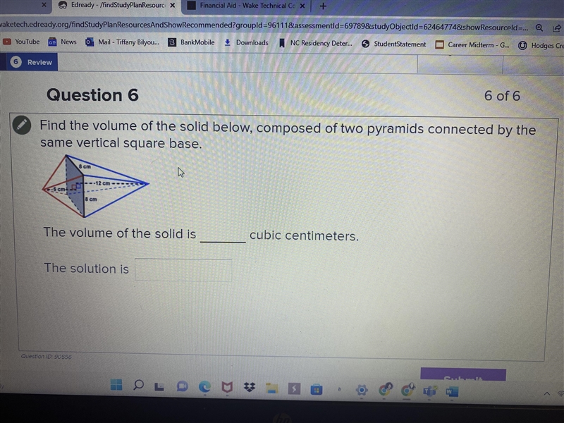 Find the volume of the solid brow, composed of two pyramids connected by the same-example-1