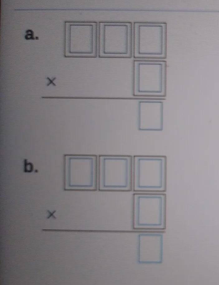 a. place the digits 7,6,8, and 3 in the boxes to obtain the greatest product. b. place-example-1