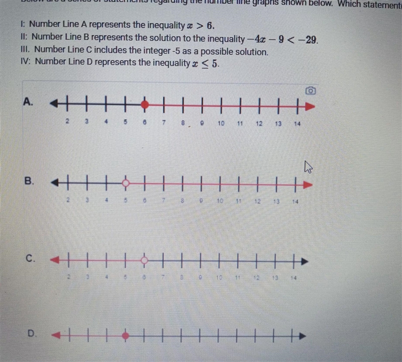 below are a series of statements regarding the number line graph shown below which-example-1