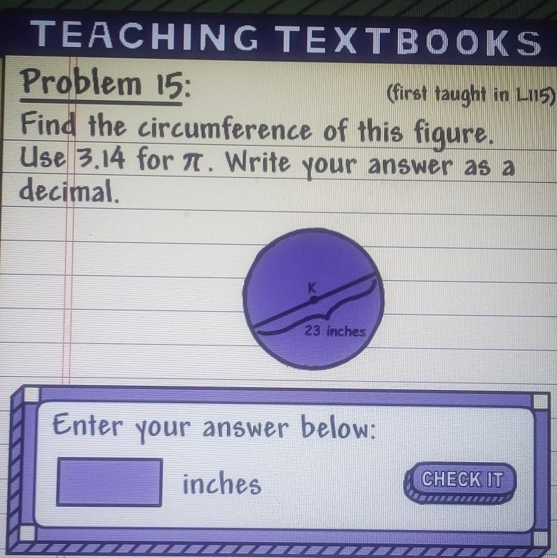 Find the circumference of this figure. use 3.14 for π. write your answer as a decimal-example-1