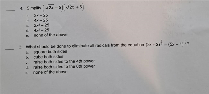 Radicals and Exponents Identify the choice that best completes the question-example-1