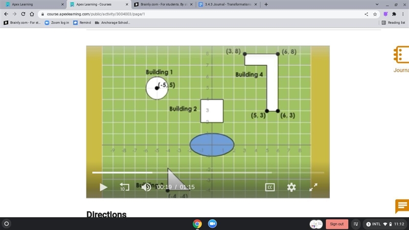 10. What transformations need to happen to create Building 4''? (2 points) green graph-example-1