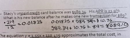 Rae's unpaid credit card balance was $3,535. Her APR is 28.2%. What is her newbalance-example-1