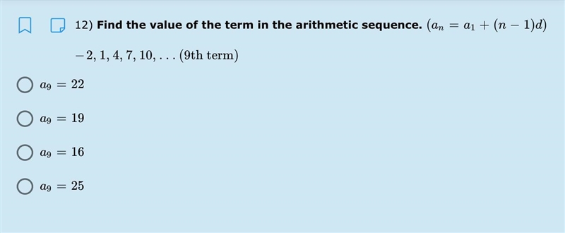 Find the value of the term in the arithmetic sequence.-example-1