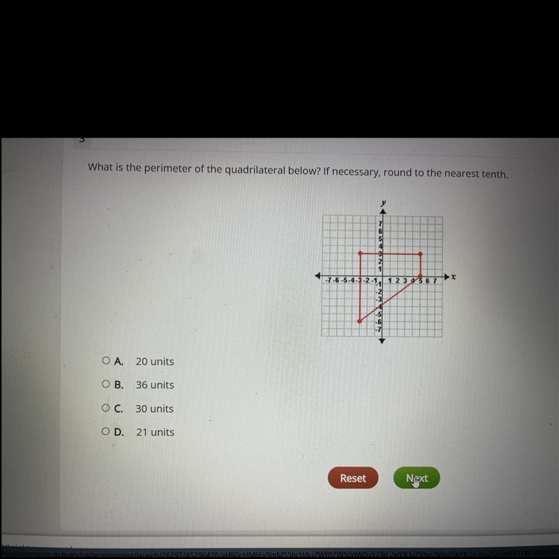 What is the perimeter of the quadrilateral below? If necessary, round to the nearest-example-1