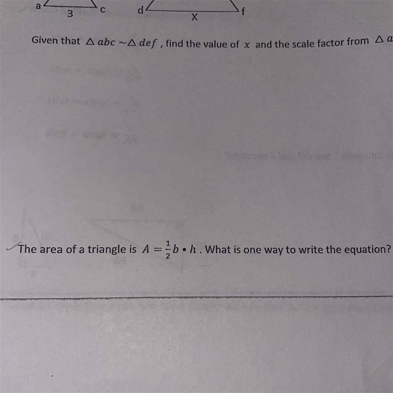 I need help with the question that says the area of the triangle is…. What is one-example-1