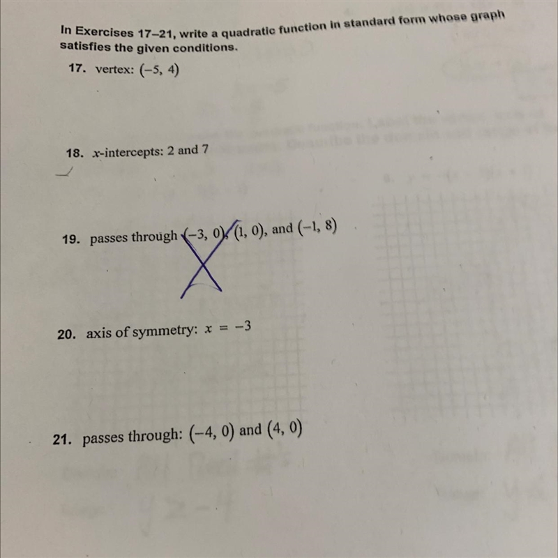 Write a quadratic function in standard form whose graph satisfies the given conditions-example-1