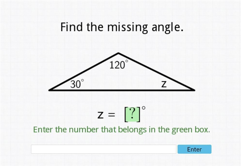 Find the missing angle 120 & 30 y = [???]-example-1