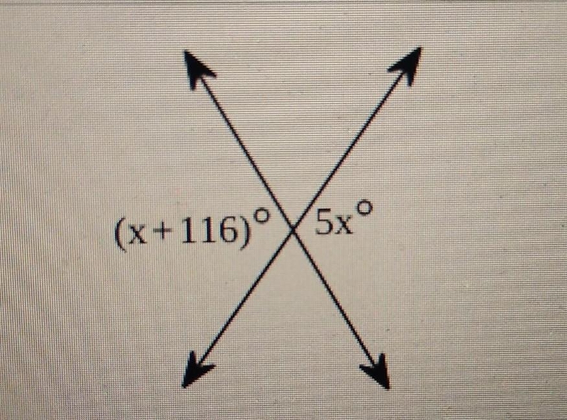 Find the measures of the labeled angles. (x +116)° =..... ° (Type a whole number.) 5x-example-1