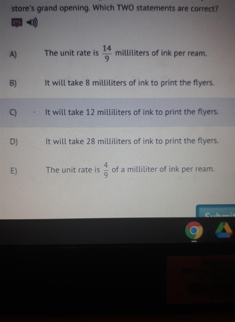 a printer cartridge with 7/2 millilitres of ink can print 9/4 reams of paper. suppose-example-1