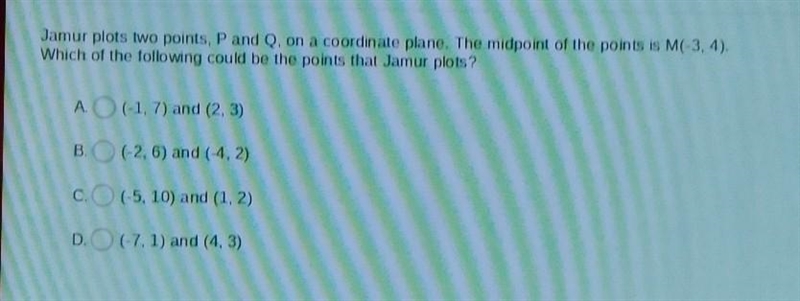 Which of the following could be the points that Jamur plots?-example-1