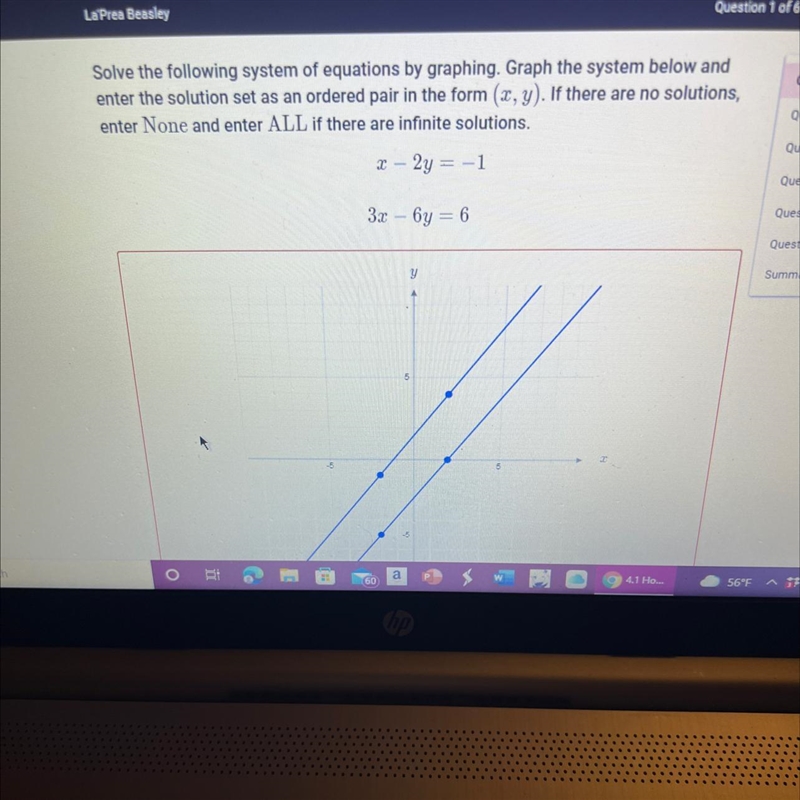 Solve the following system of equations by graphing. Graph the system below andenter-example-1