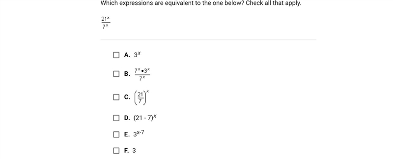 Which expressions are equivalent to the one below? Check all that apply.A.3xB.C.D-example-1