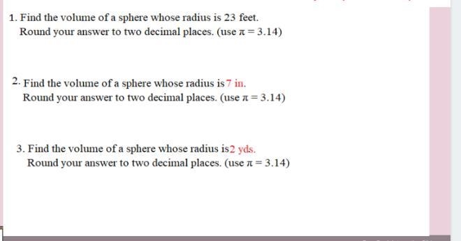 Find the volume of a spheren whose radius-example-1