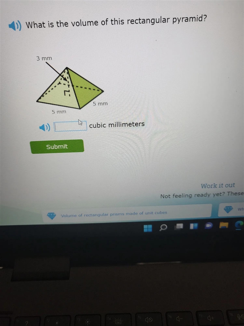 What is the volume of this rectangular Pyramid picture to follow-example-1