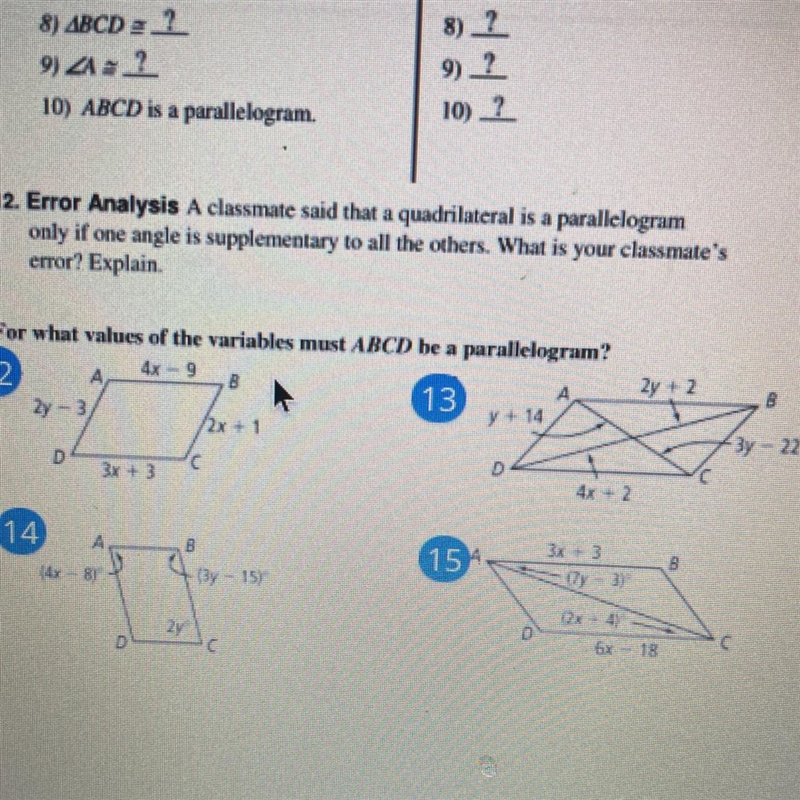 For what values of the variables must ABCD be a parallelogram-example-1