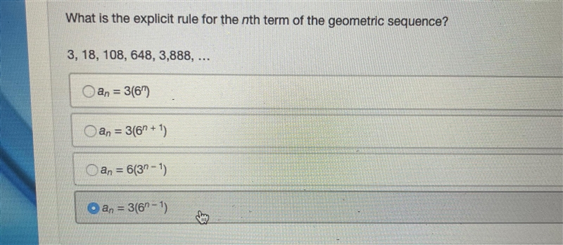 What is the explicit rule for the nth term of the geometric sequence? Thanks-example-1