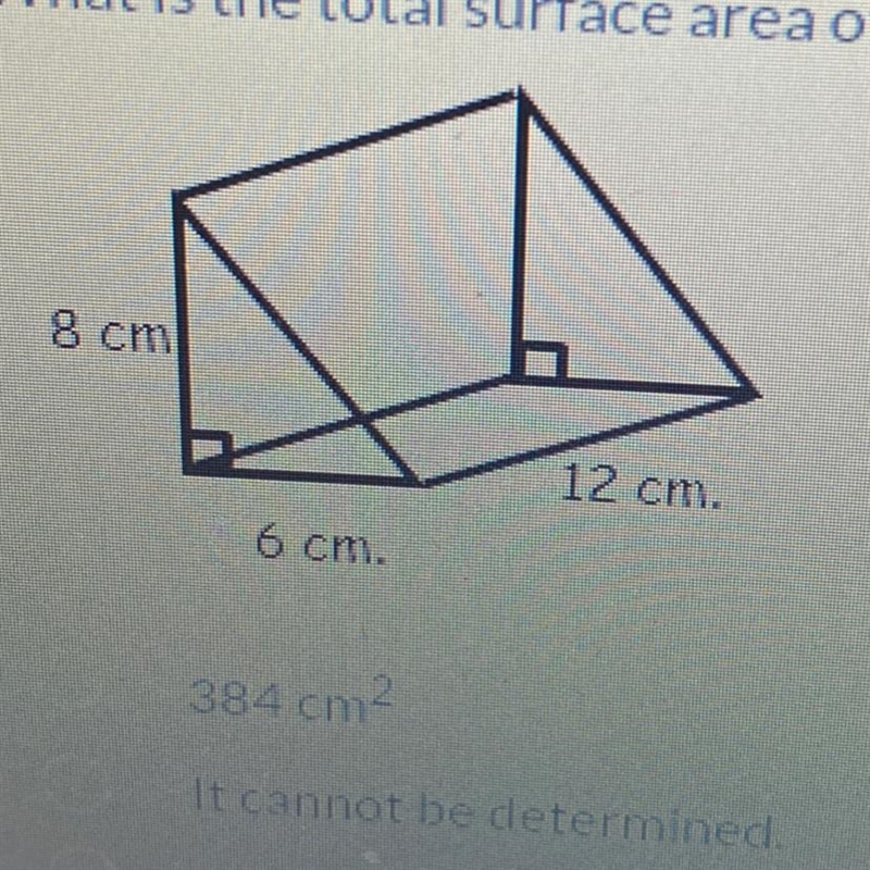 What is the total surface area of the prism below?8 cm12 cm.6 cm.-example-1