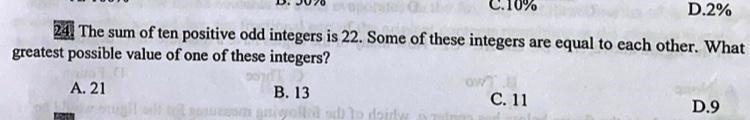 The sum of ten positive odd integers is 22. Some of these integers are equal to each-example-1