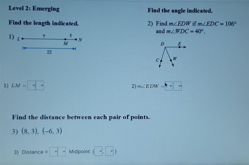 1-Findes the length indicated.2- Find the angle indicated.3-Find the distance between-example-1