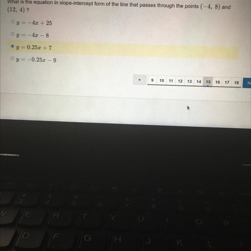 What is the equation in slope-intercept form of the line that passes through the points-example-1