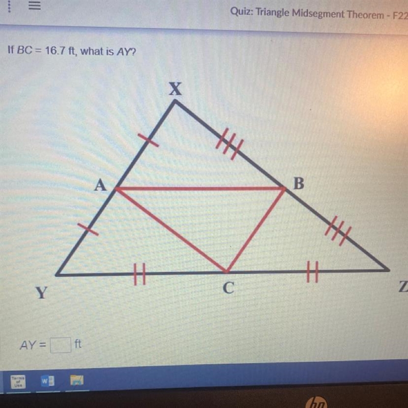 If BC = 16.7 ft, what is AY? Please helpppp-example-1