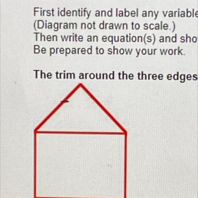 The trim around the three edges of an isosceles triangular roofline measures 137 feet-example-1