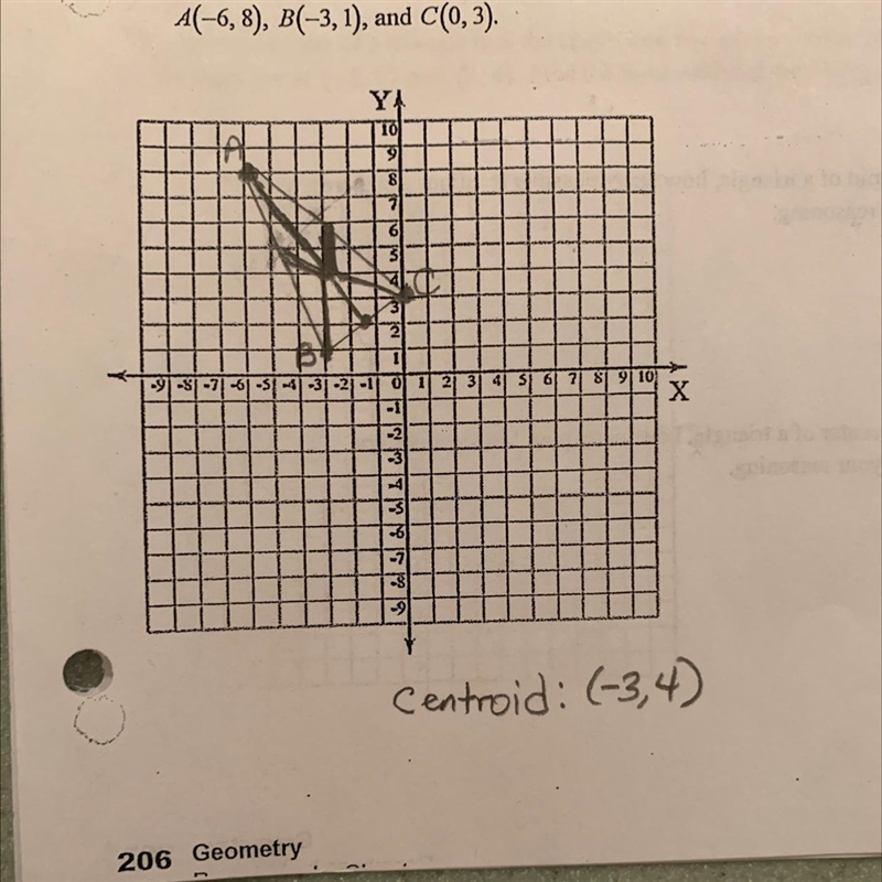 Find the coordinates of the centroid of the triangle with the vertices A(-6,8) , B-example-1