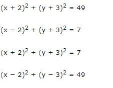 Which of the following is the equation for a circle with a center of (−2, −3) and-example-1