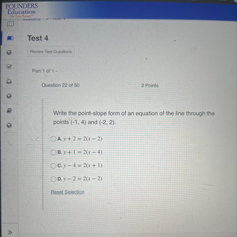 Write the point-slope form of an equation of the line through thepoints (-1, 4) and-example-1