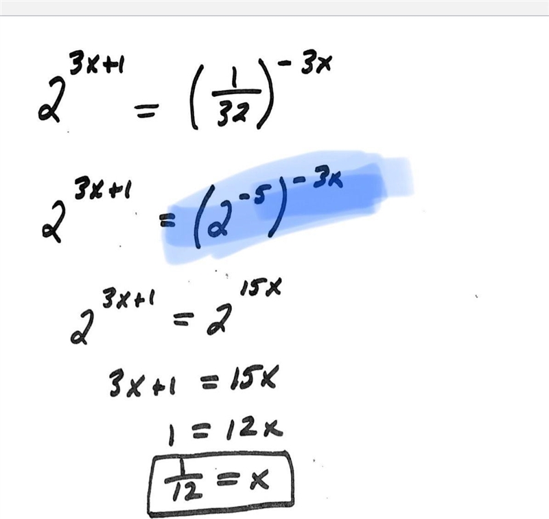 can some please explain to me how my teacher get to the part that i highlight. (2^-5)^-3x-example-1