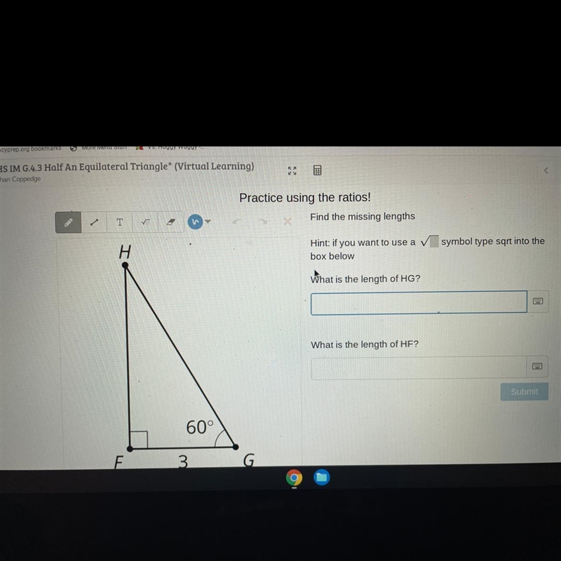 What is the length of HG. What is the length of HF.-example-1