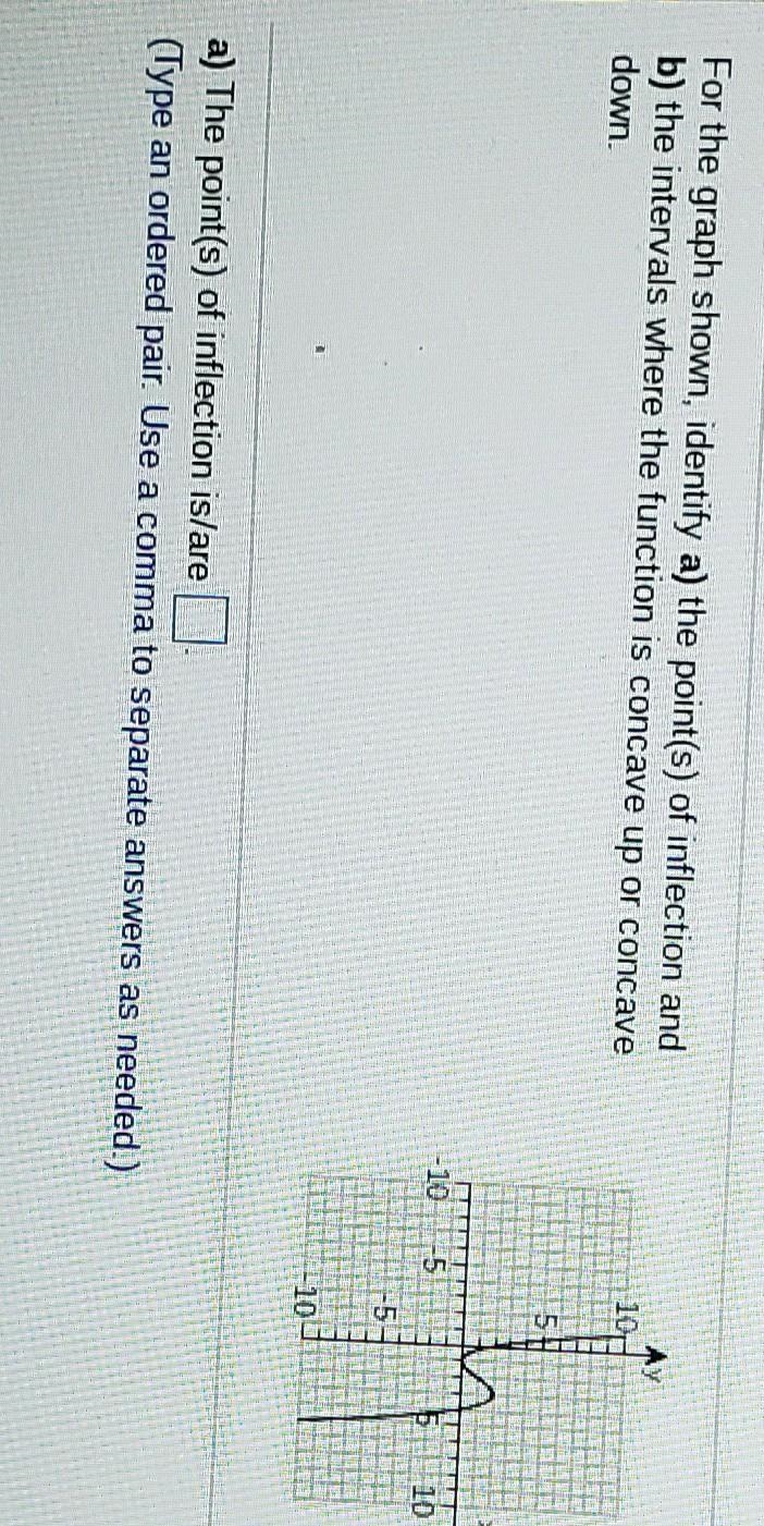 For the graph shown, identify a) the point(s) of inflection and b) the intervals where-example-1