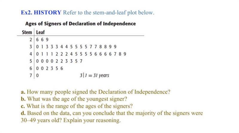 HISTORY Refer to the stem-and-leaf plot below.-example-1